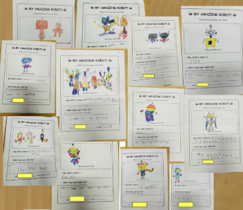Worksheets completed by students during an FLL mentoring session